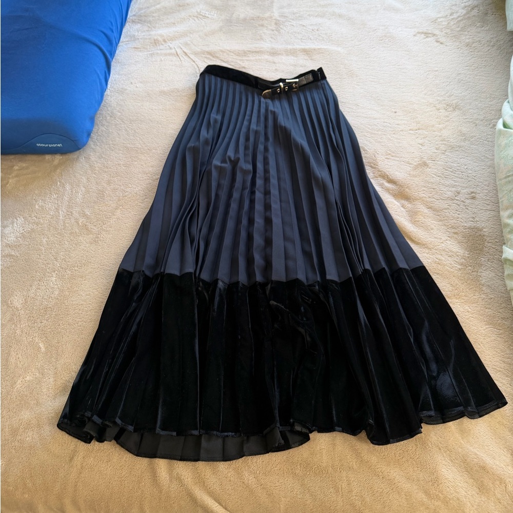 Sandro Black and Gray A-Line Skirt